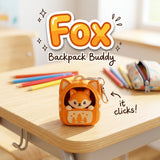 Fox Backpack Buddy 3D printed clicker fidget keychain on a school desk