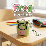 Frog Backpack Buddy 3D printed clicker fidget keychain on a school desk