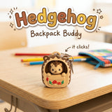 Hedgehog Backpack Buddy 3D printed clicker fidget keychain on a school desk