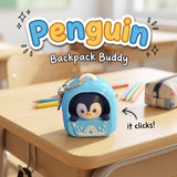 Penguin Backpack Buddy 3D printed clicker fidget keychain on a school desk