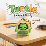 Turtle Backpack Buddy 3D printed clicker fidget keychain on a school desk