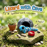 Lizard with Cave 3D printed articulated flexi toy by Cosmic 3D Creations, on a mossy stone with plants