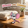 Mouse with Cheese 3D printed articulated flexi toy by Cosmic 3D Creations, on a cozy side table with a knit blanket