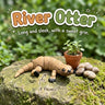 River Otter 3D printed articulated flexi toy by Cosmic 3D Creations, on a mossy stone with plants