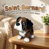 Saint Bernard 3D printed articulated flexi toy by Cosmic 3D Creations, on a cozy side table with a knit blanket