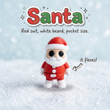 Santa 3D printed articulated flexi toy by Cosmic 3D Creations, on a frosty white surface