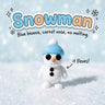 Snowman 3D printed articulated flexi toy by Cosmic 3D Creations, on a frosty white surface